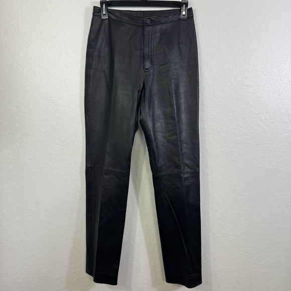 Michael Hoban Pants - Michael Hoban North Beach black leather size 6 straight leg vintage pants
